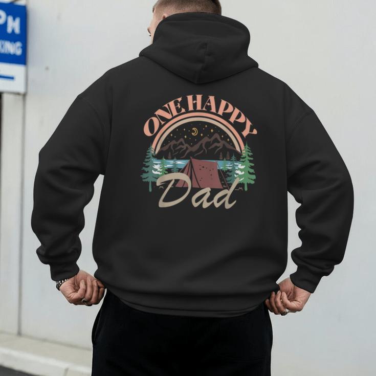 One Happy Dad First Birthday Camping Matching Family Party Men's Hoodie Back Print