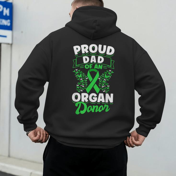 Organ Donation Green Ribbon Proud Dad Of An Organ Donor Men's Hoodie Back Print