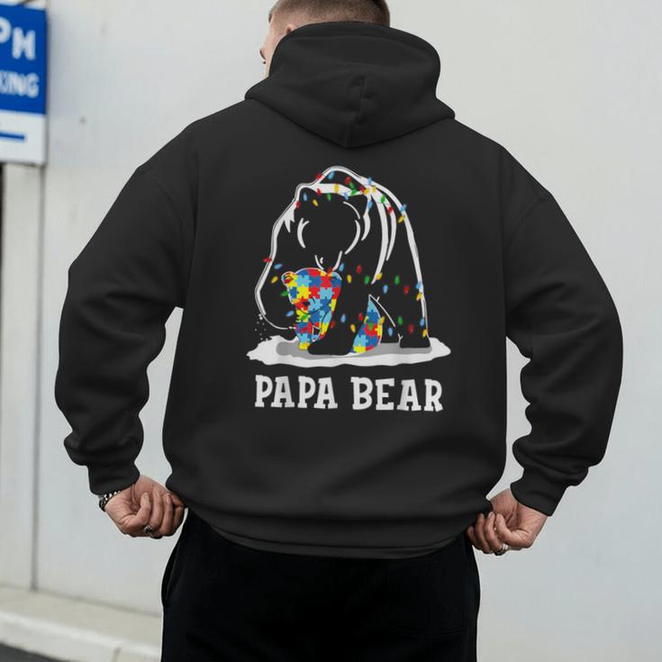 Papa Bear Autism Awareness Autism Matching Family Dad Men's Hoodie Back Print