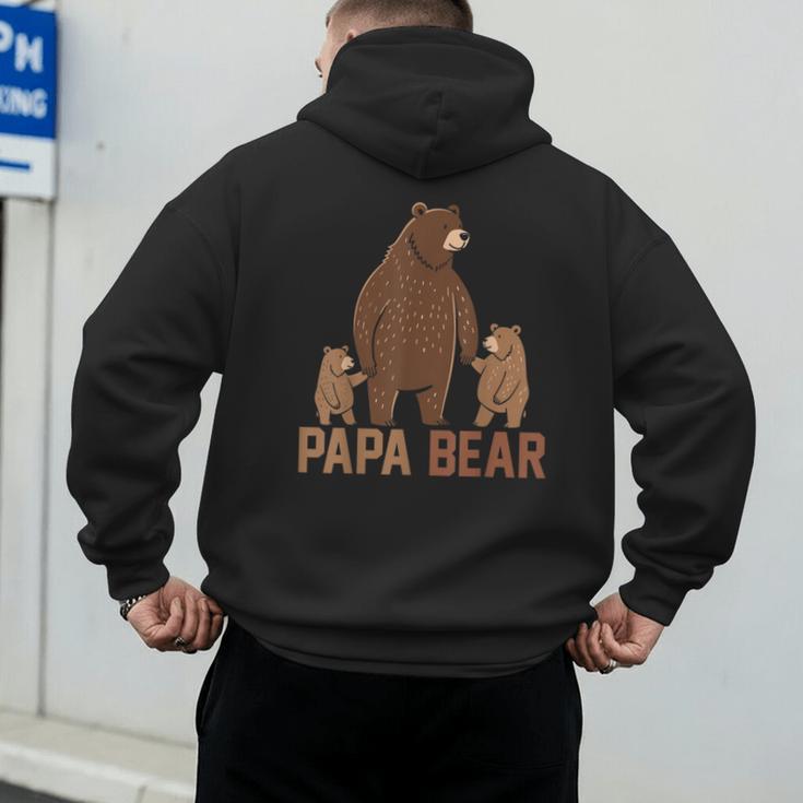 Papa Bear Dad Two Cubs Daddy Bear 2 Kids Father's Day Men's Hoodie Back Print