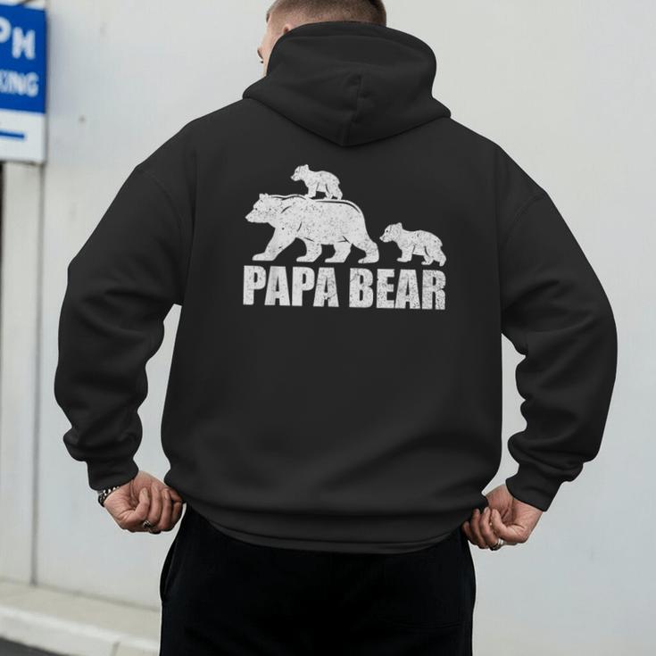 Papa Bear Two Cubs Shirt Daddy Bear Twin Tshirt Papa 2 Kids Men's Hoodie Back Print