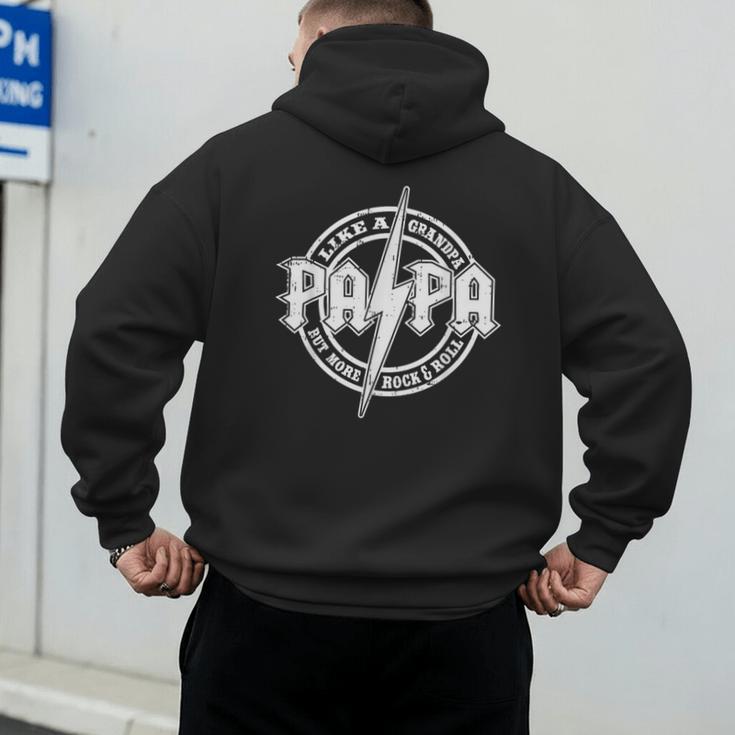 Papa Like A Grandpa Fathers Day Rocker Dad Rock Music Men Men's Hoodie Back Print