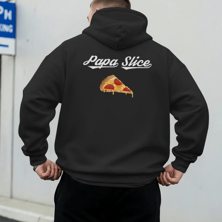 Papa Slice Pizza Belly Expectant Dad Pizza Pregnancy Reveal Men's Hoodie Back Print
