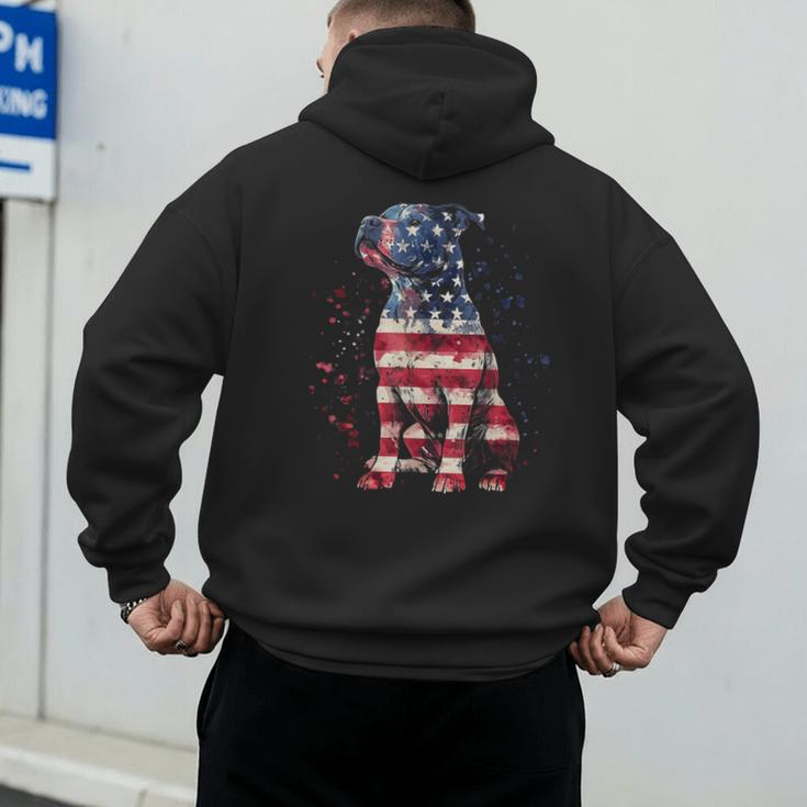 Patriotic Pitbull American Flag 4th Of July Dog Pitbull Dad Men's Hoodie Back Print