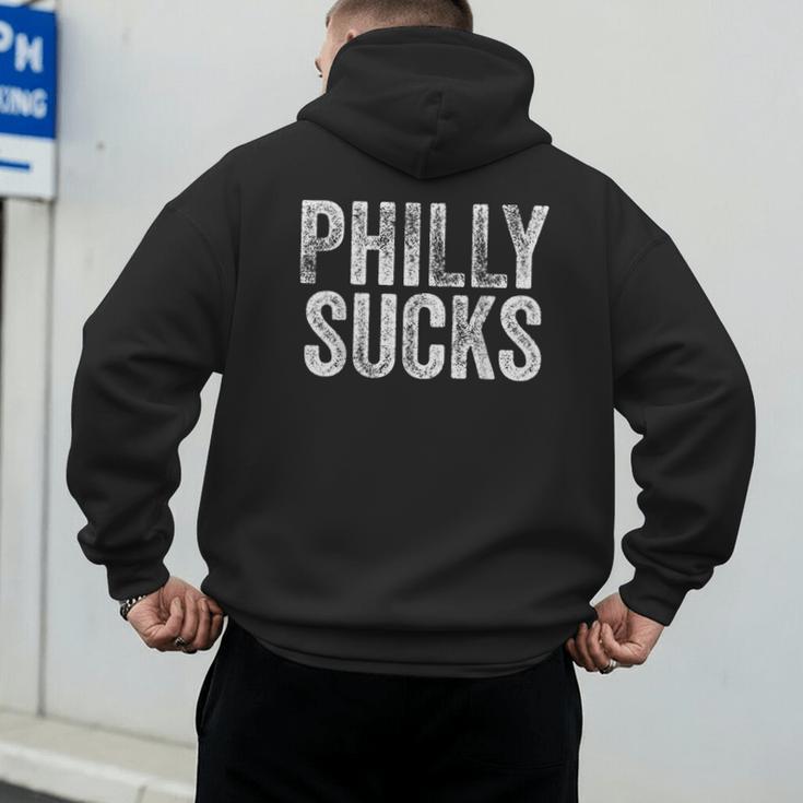 PHILLY SUCKS Philadelphia Hate City Gag Humor Dad Men's Hoodie Back Print