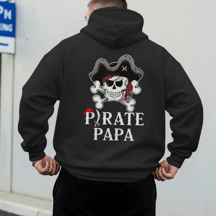 Pirate Papa Costume Jolly Roger Crossbones Pirate Dad Men's Hoodie Back Print