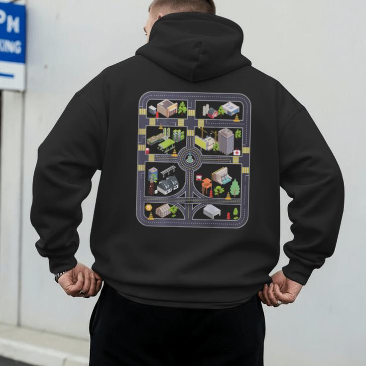 Play Cars On Dad's Back Mom's Back City Map BACK PRINT ONLY Men's Hoodie Back Print