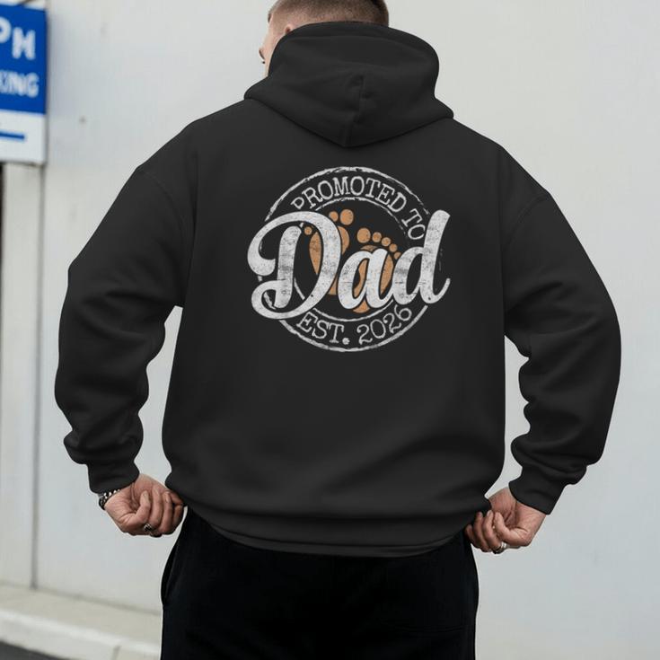 Promoted To Dad Est 2026 Stamp First Time Daddy To Be Men's Hoodie Back Print