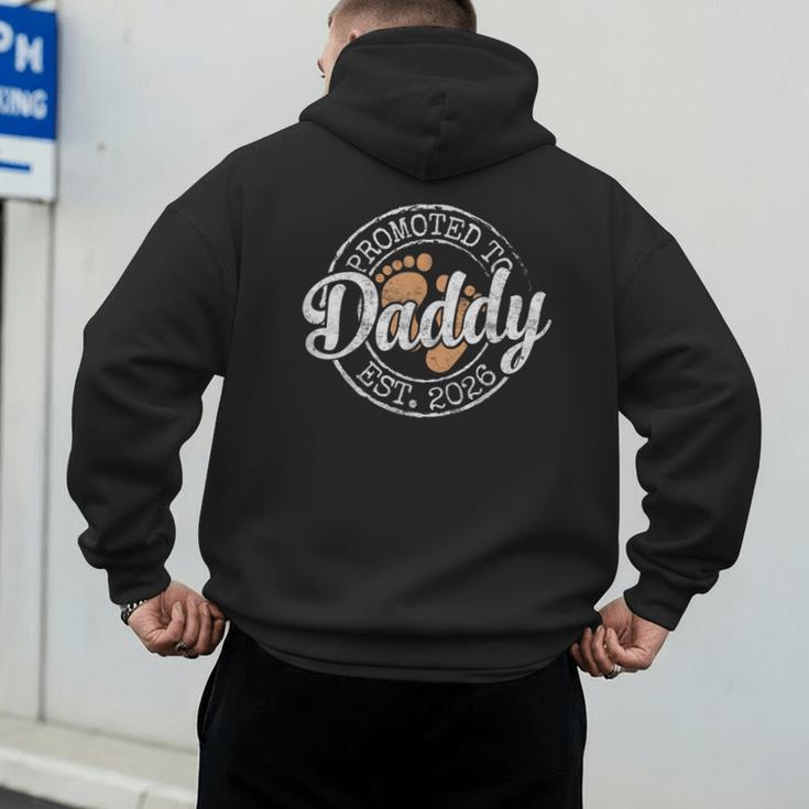 Promoted To Daddy Est 2026 Stamp First Time Dad To Be Men's Hoodie Back Print