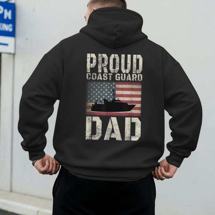 Proud Coast Guard Dad USCG American Flag T-Shirt Men's Hoodie Back Print