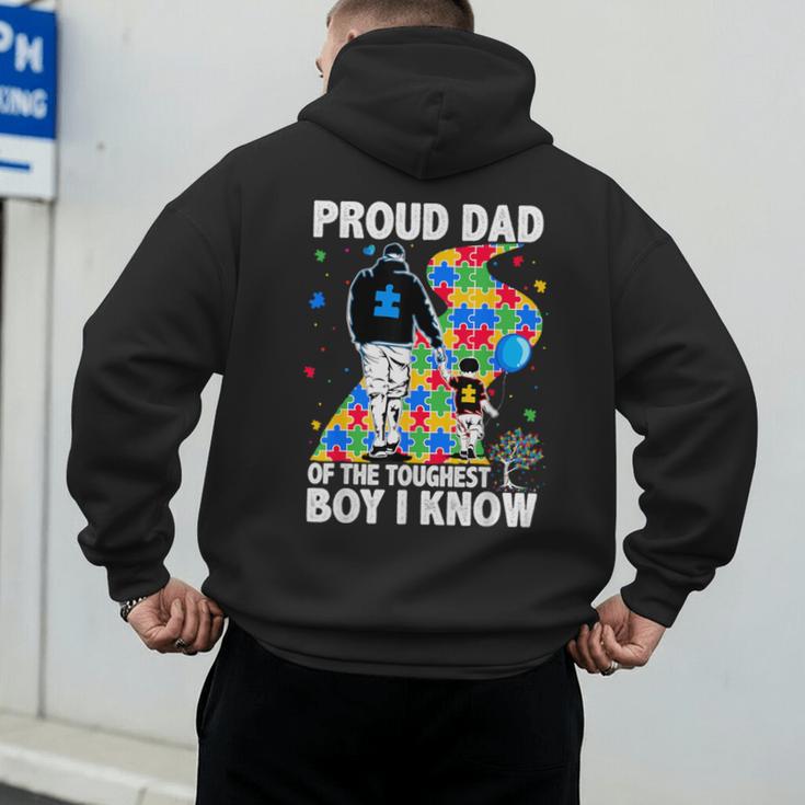 Proud Dad Of The Toughest Boy Autism Awareness Father Autism Men's Hoodie Back Print