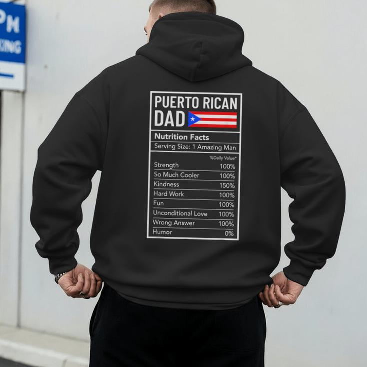Puerto Rican Dad Nutrition Facts Pride Father's Day Men's Hoodie Back Print