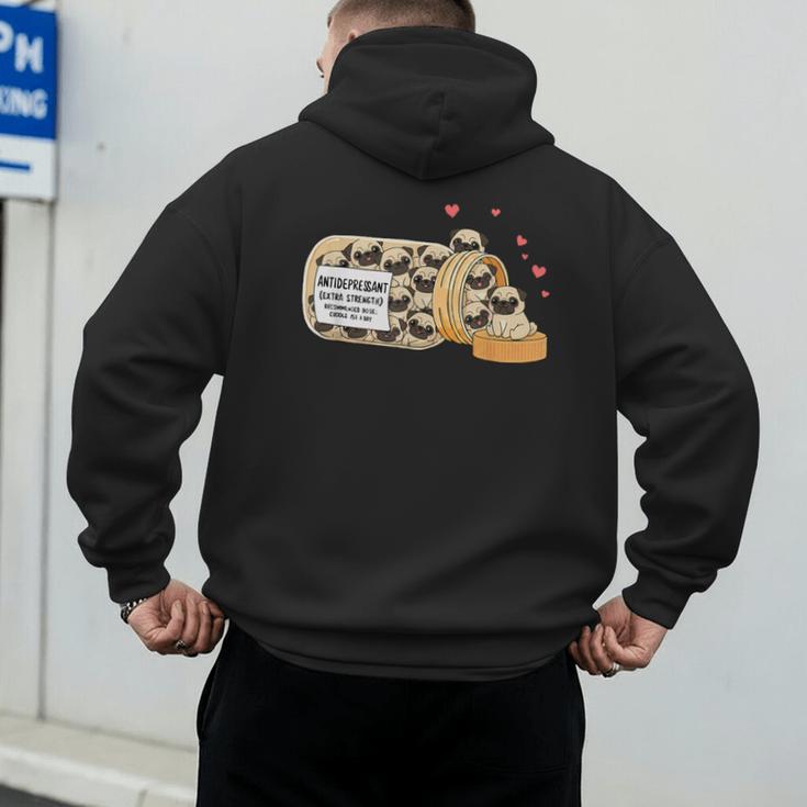 Pug Anti Depressant Mom Dad Kids Men's Hoodie Back Print