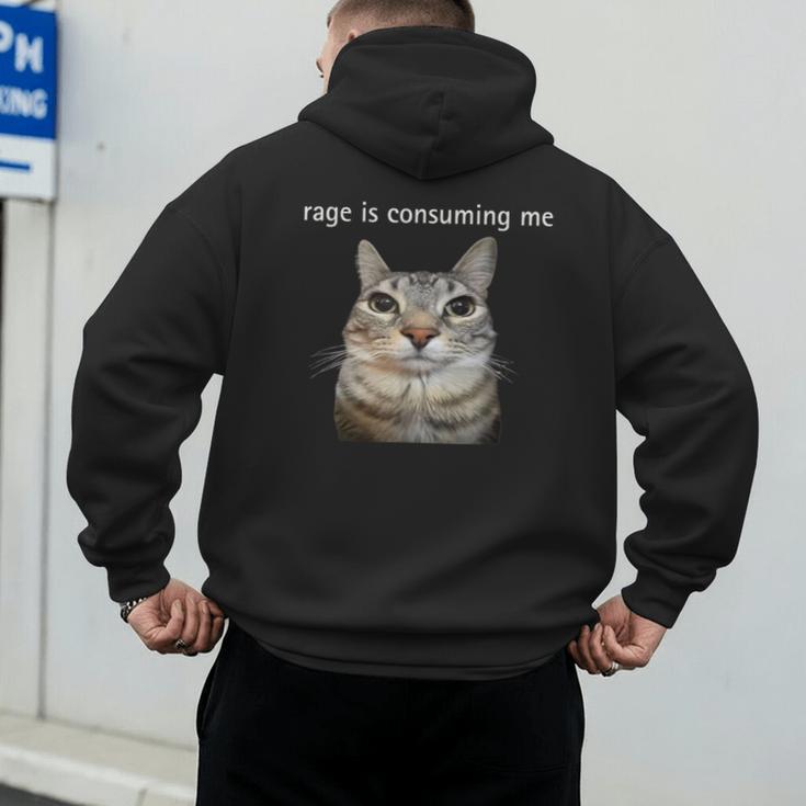 Rage Is Consuming Me Silly Staring Cat Meme Dad Mom Men's Hoodie Back Print Rage Is Consuming Me Silly Staring Cat Meme Dad Mom Men's Hoodie Back Print
