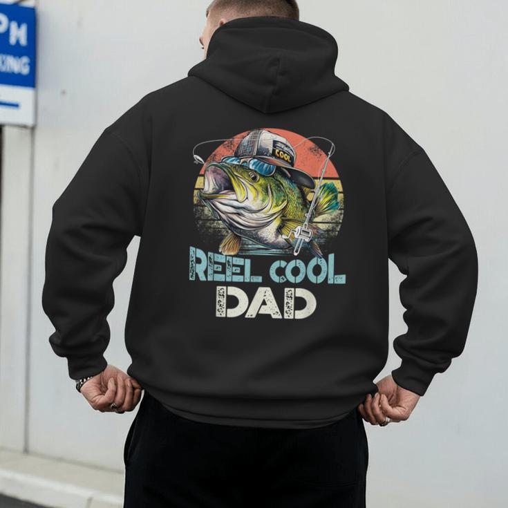 Reel Cool Dad Fishing Vintage Retro Father's Day Men's Hoodie Back Print