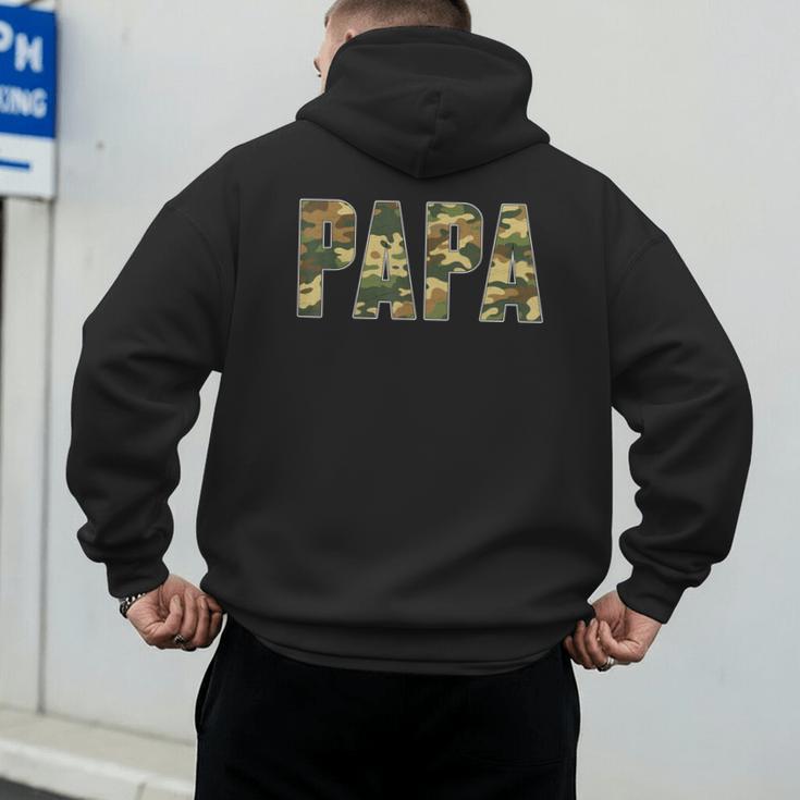 Retro Camo Hunting Papa Old Camo Dad Father’s Day Daddy Men's Hoodie Back Print