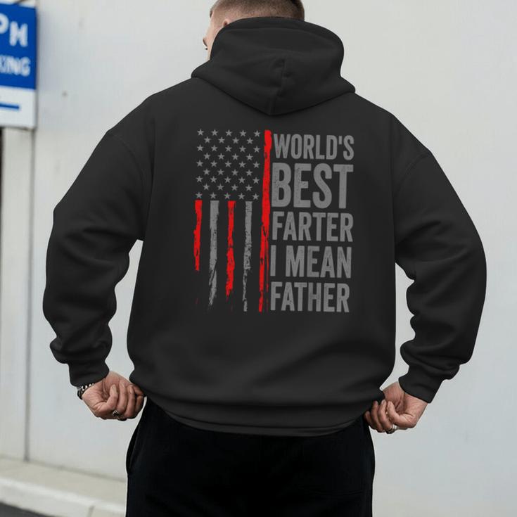 Retro Dad World's Best Farter I Mean Father Vintage Flag Usa Men's Hoodie Back Print