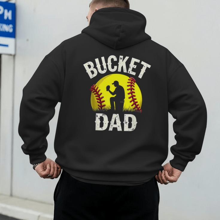 Retro Daddy Bucket Dad Softball Girl Men's Hoodie Back Print