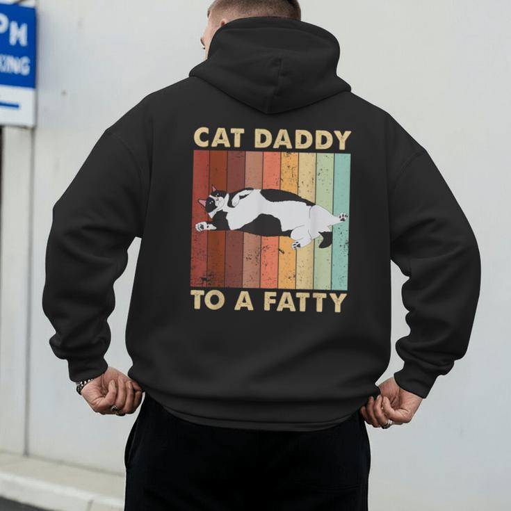 Retro Fat Chonk Dad Tee Cat Daddy To A Fatty Men's Hoodie Back Print