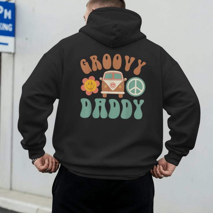 Retro Groovy Daddy Matching Family Birthday Party Men's Hoodie Back Print