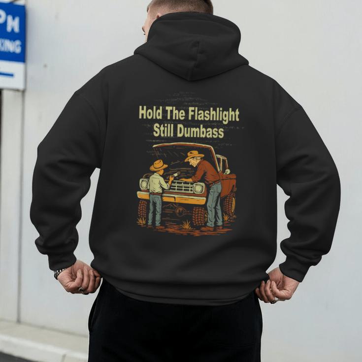 Retro Hold The Flashlight Still Dumbass Car Fixing Dad Son Men's Hoodie Back Print