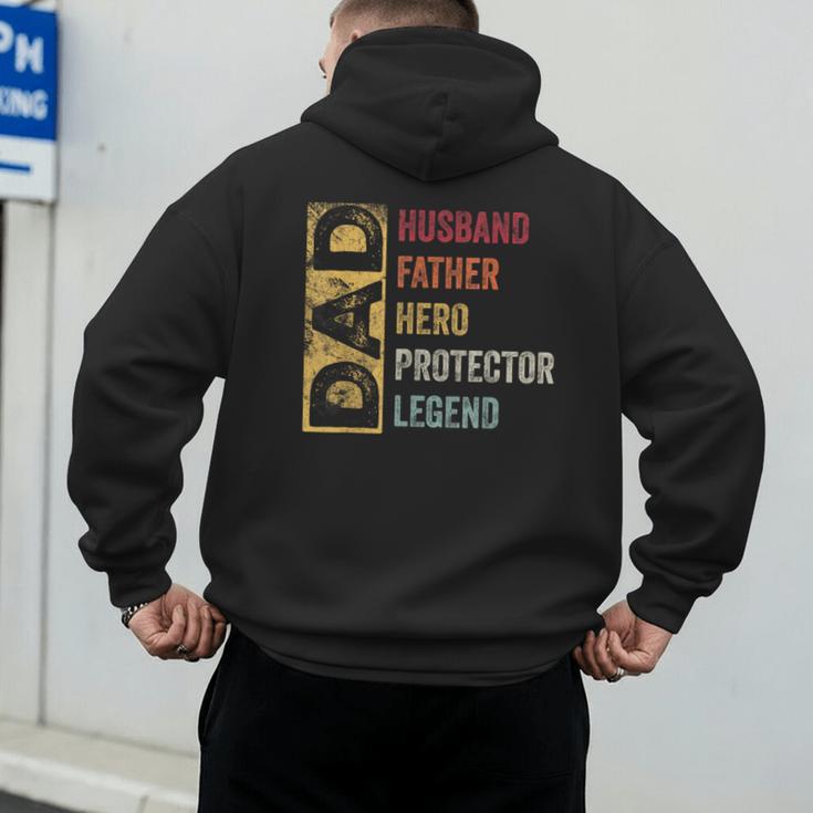 Retro Husband Father Hero Protector Legend Father Day Dad Men's Hoodie Back Print