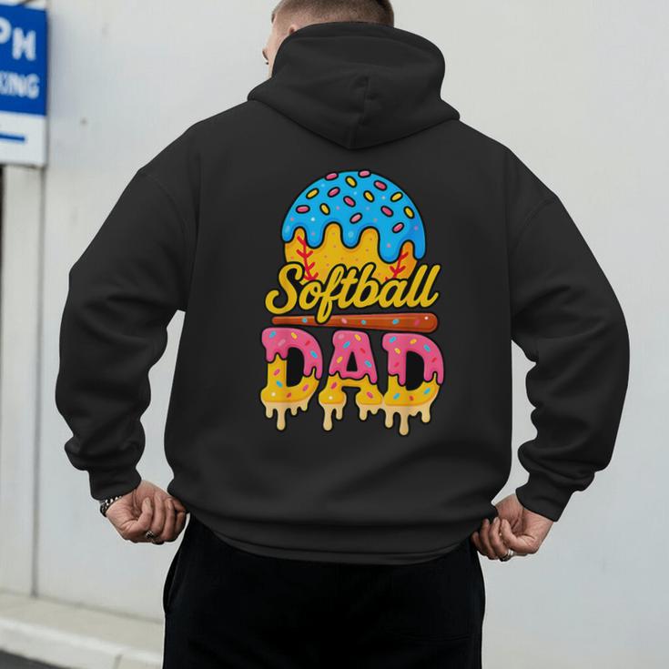 Retro Ice Cream Drip Softball Dad Game Day Dad Father's Day Men's Hoodie Back Print