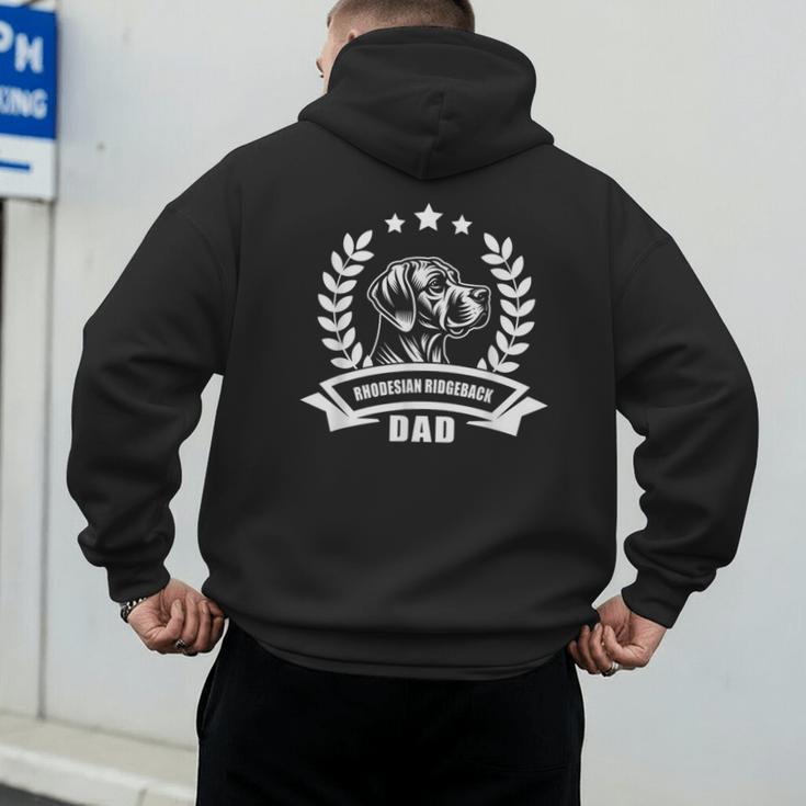 Rhodesian Ridgeback Dad With Banner And Ear Wreath Men's Hoodie Back Print