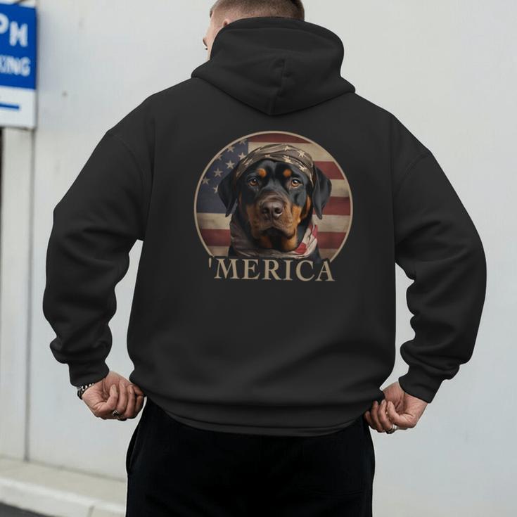 Rottie Dog Mom Dad 'Merica Rottweiler Men's Hoodie Back Print Rottie Dog Mom Dad 'Merica Rottweiler Men's Hoodie Back Print