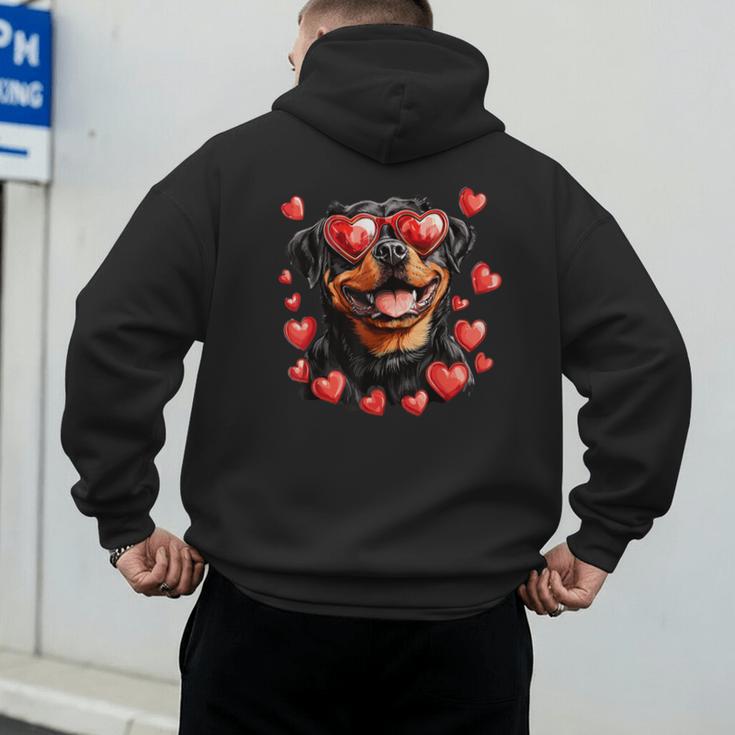 Rottweiler Heart Glasses Cute Rottie Dog Lover Mom Dad Kids Men's Hoodie Back Print