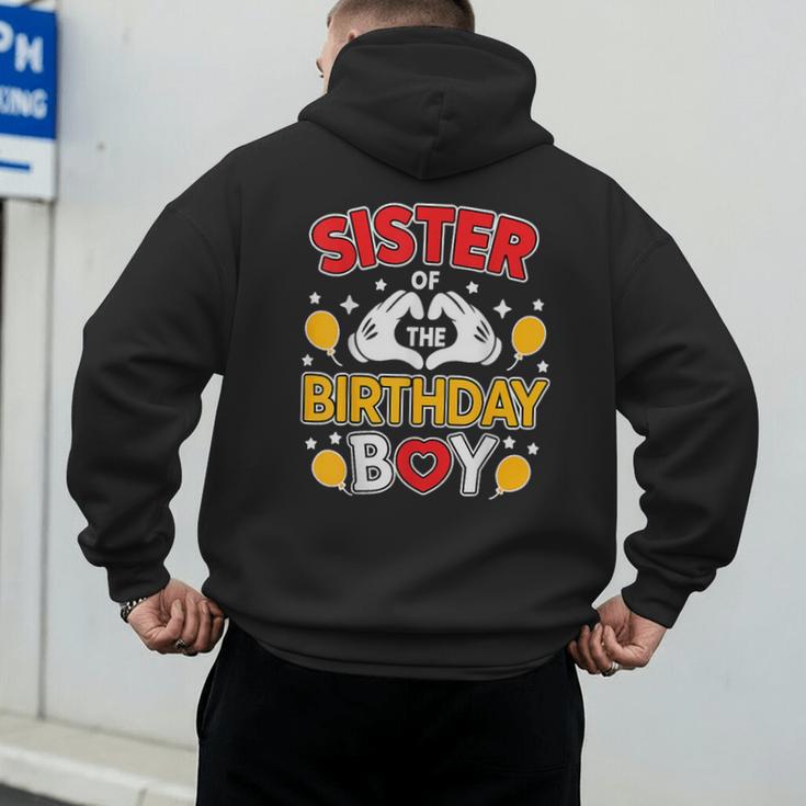 Sister Of The Birthday Boy Family Matching Dad Mom Men's Hoodie Back Print