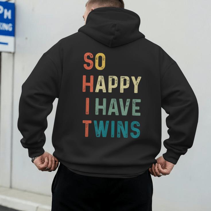 So Happy I Have Twins Mom Dad Parent Saying Slogan Men's Hoodie Back Print