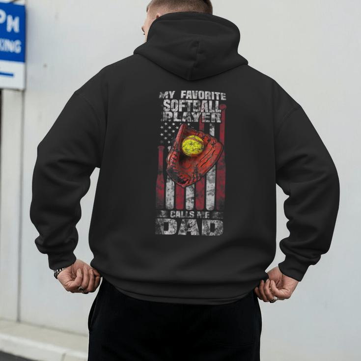 Softball Dad My Favorite Softball Player Calls Me Dad Men's Hoodie Back Print