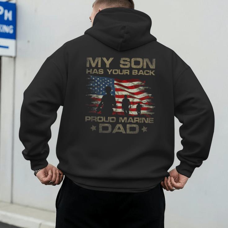 My Son Has Your Back Marine Dad Camouflage Men's Hoodie Back Print