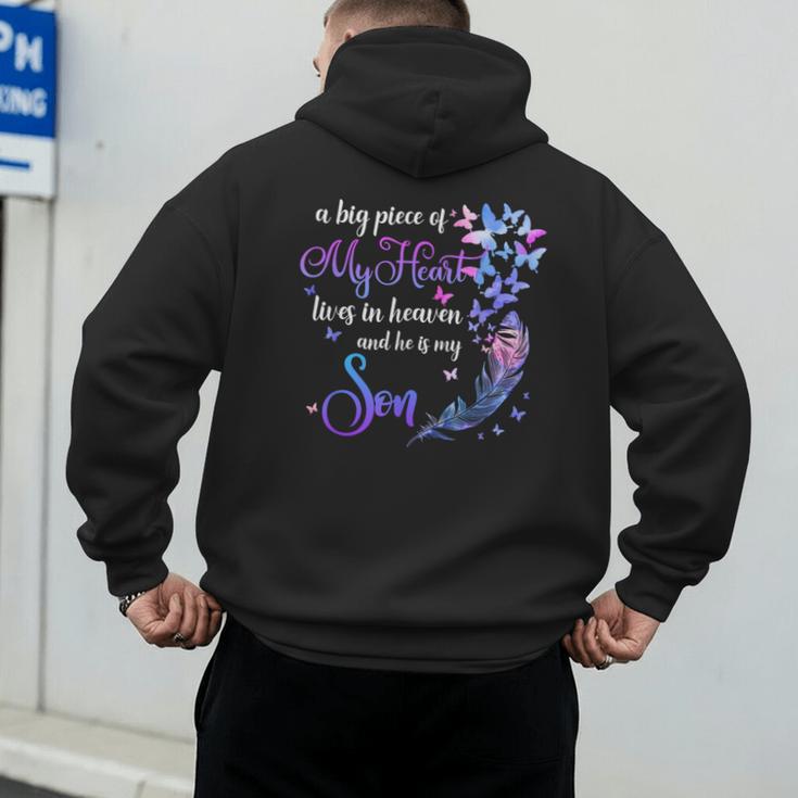 My Son Lives In Heaven Memorial Quotes Love Mom Dad Matching Men's Hoodie Back Print