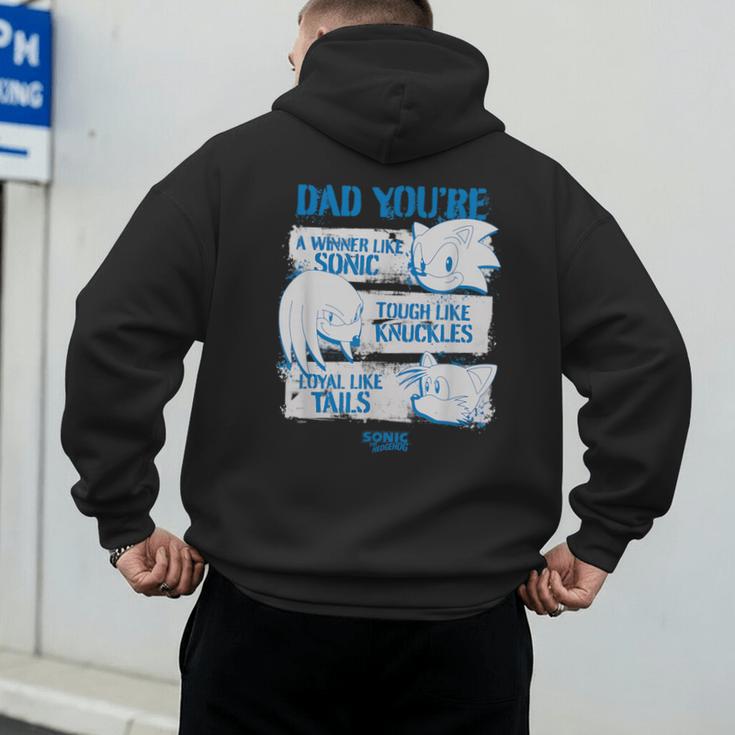 Sonic The Hedgehog Father's Day Dad Qualities Distressed Men's Hoodie Back Print