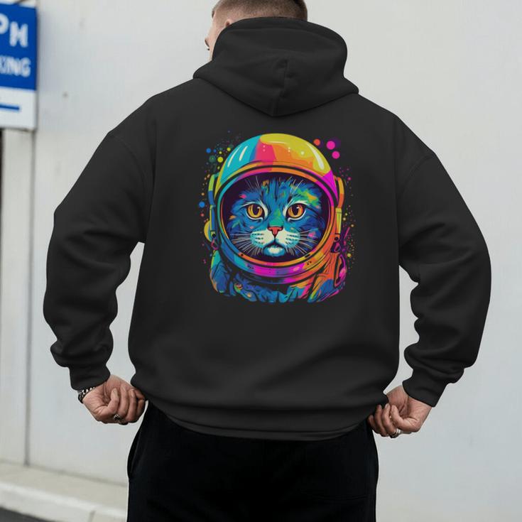 Space Cat Mom Cat Dad Men Women Kids Astronaut Space Men's Hoodie Back Print