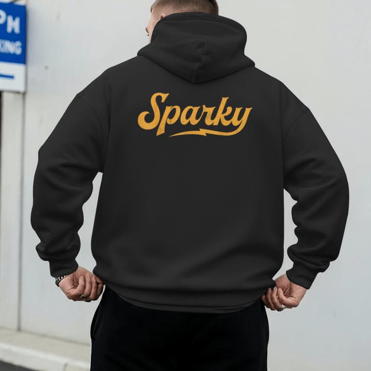 Sparky Electrician Lineman Dad Retro Vintage Novelty Men's Hoodie Back Print Sparky Electrician Lineman Dad Retro Vintage Novelty Men's Hoodie Back Print