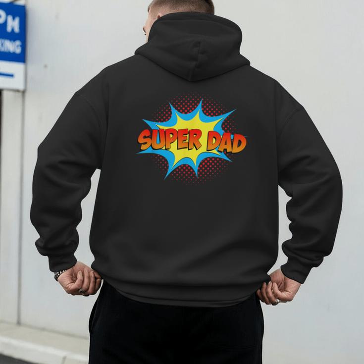 Super Dad Family Matching Superhero Comics Set Fathers Day Men's Hoodie Back Print