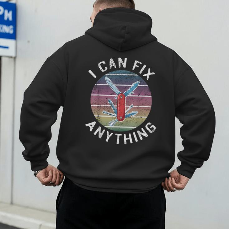 Swiss Army Knife DIY Dad Fathers Day Fix Anything Handyman Men's Hoodie Back Print