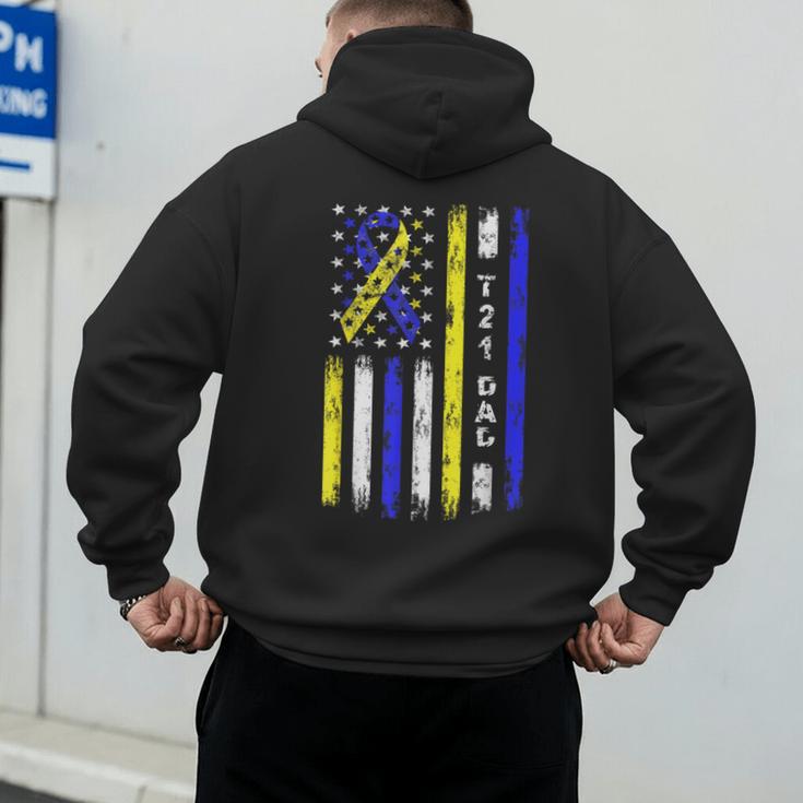 T21 Dad American Flag Down Syndrome Awareness Men's Hoodie Back Print