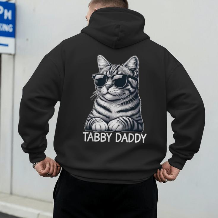 Tabby Daddy Cat Dad Graphic Grey Tabby Cat Lover Men's Hoodie Back Print