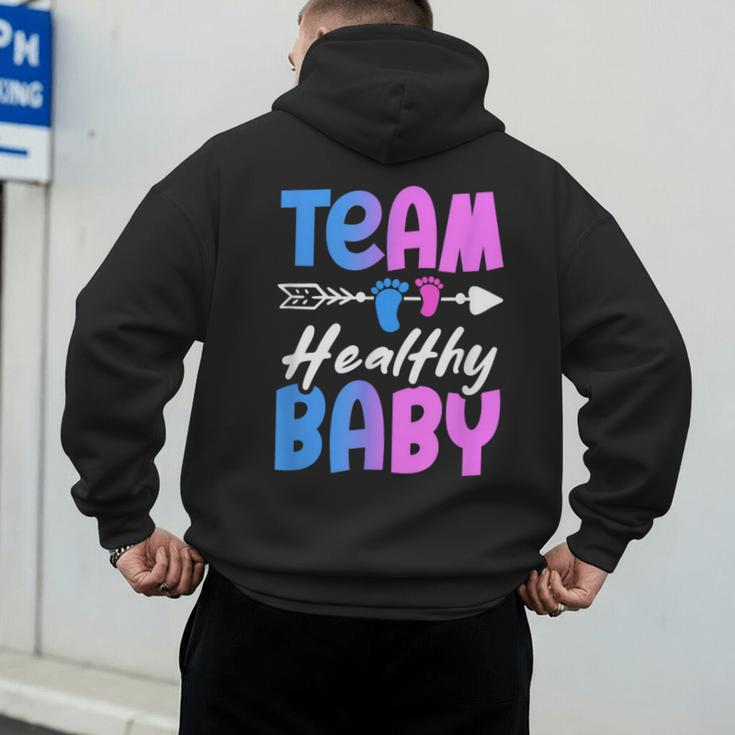 Team Healthy Baby Gender Reveal Pregnancy Mom Dad Men's Hoodie Back Print