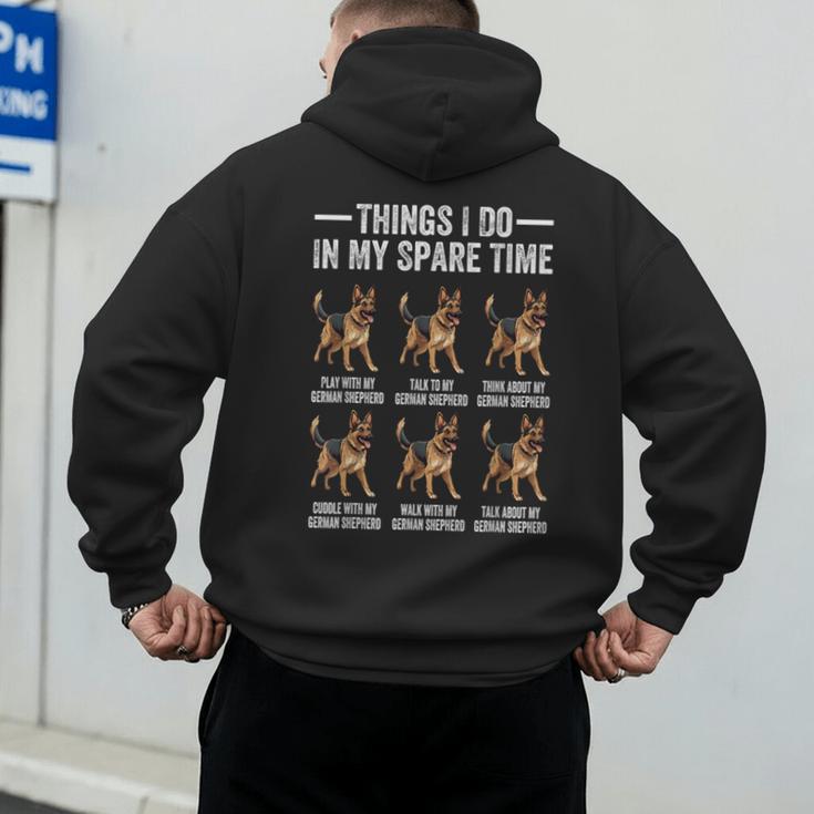 Things I Do In My Spare Time German Shepherd Dog Dad Mom Men's Hoodie Back Print