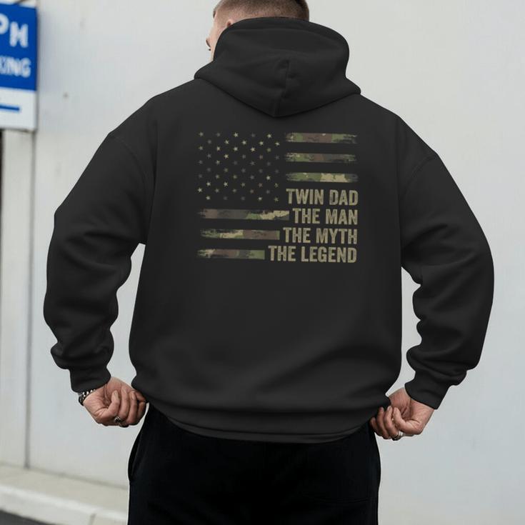 Twin Dad Camo USA Flag Twin Dad The Man The Myth The Legend Men's Hoodie Back Print