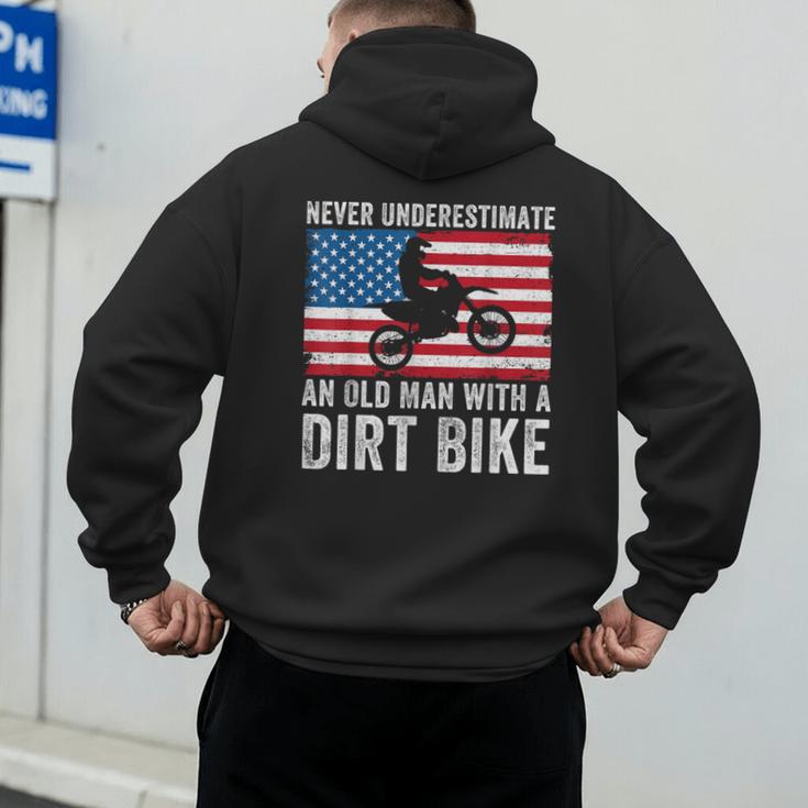Never Underestimate An Old Man With A Dirt Bike Grandpa Dad Men's Hoodie Back Print