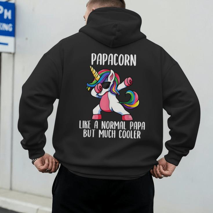 Unicorn Dad Girl Birthday Party Clothing Papacorn Men's Hoodie Back Print