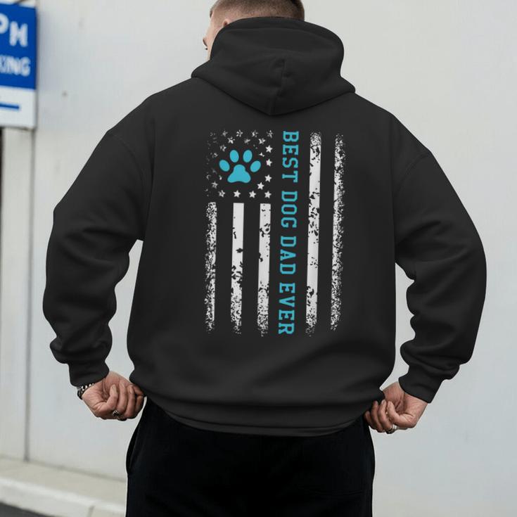 USA Flag Best Dog Dad Ever American Puppy Lover Paw Men's Hoodie Back Print