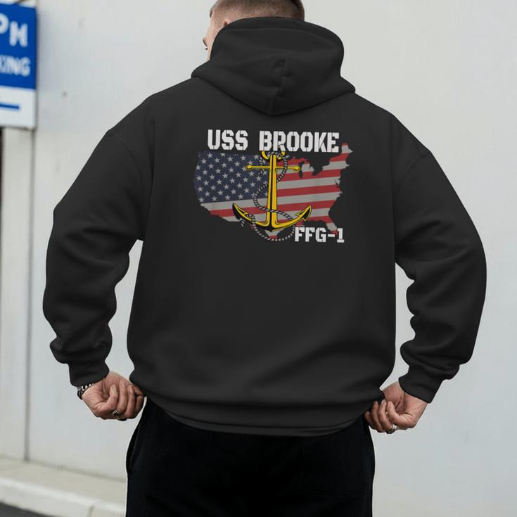 USS Brooke FFG-1 Frigate Veterans Day Son Father Grandpa Dad Men's Hoodie Back Print