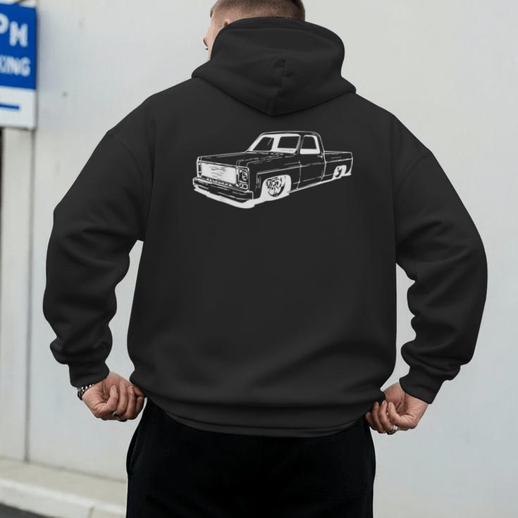 Vintage 73-87 Mini C10 Truck Slammed Graphic Dad Gag Father Men's Hoodie Back Print Vintage 73-87 Mini C10 Truck Slammed Graphic Dad Gag Father Men's Hoodie Back Print